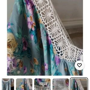 Floral Blouse with Lace Trim